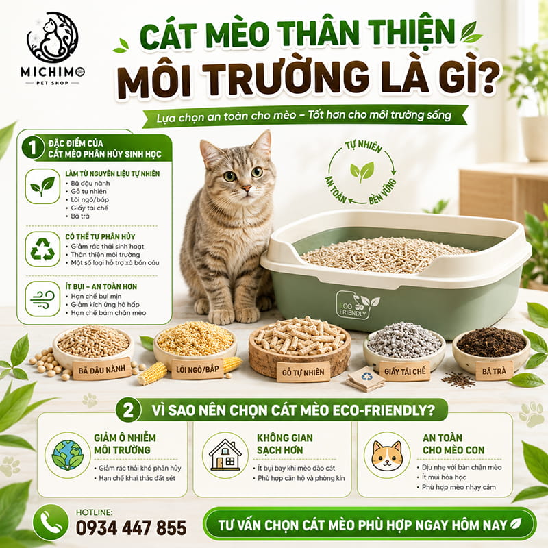 Cát mèo thân thiện môi trường là gì?
