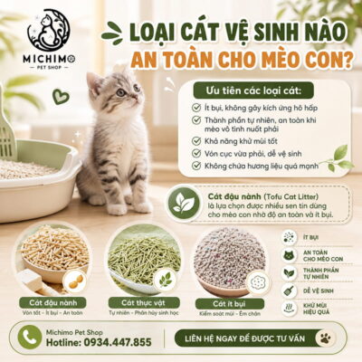 Loại cát vệ sinh nào an toàn cho mèo con?