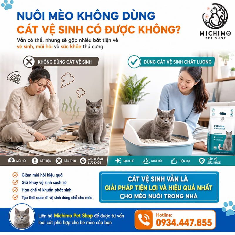 Nuôi mèo không dùng cát vệ sinh có được không?